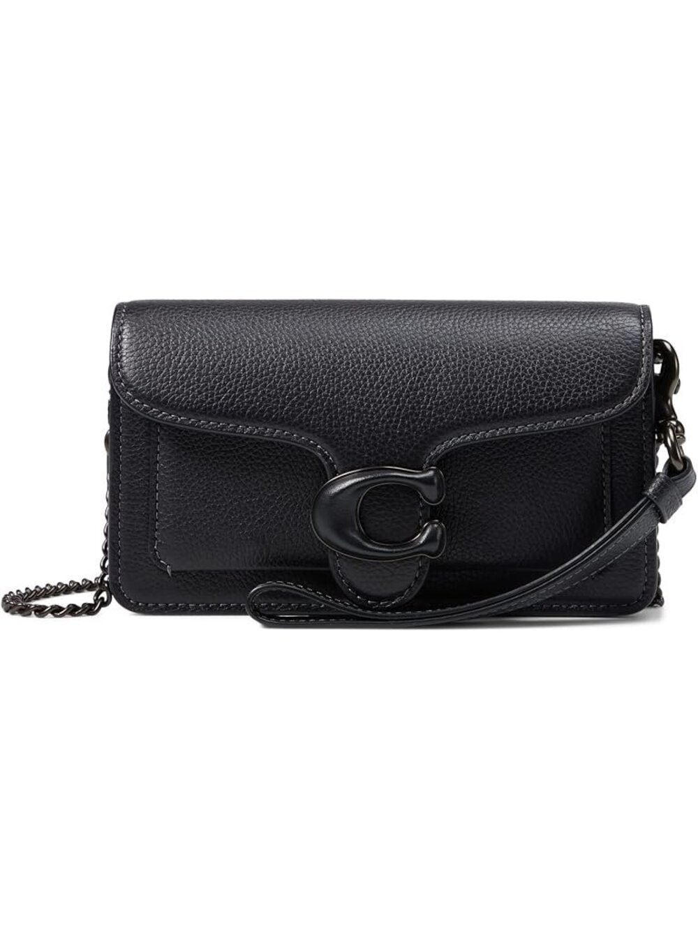COACH™ Tabby Black Polished Pebble Leather Mini Wristlet Crossbody
